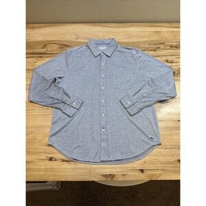 Tommy Bahama San Lucio Knit Stretch Shirt Size Large Gray Blue Herringbone